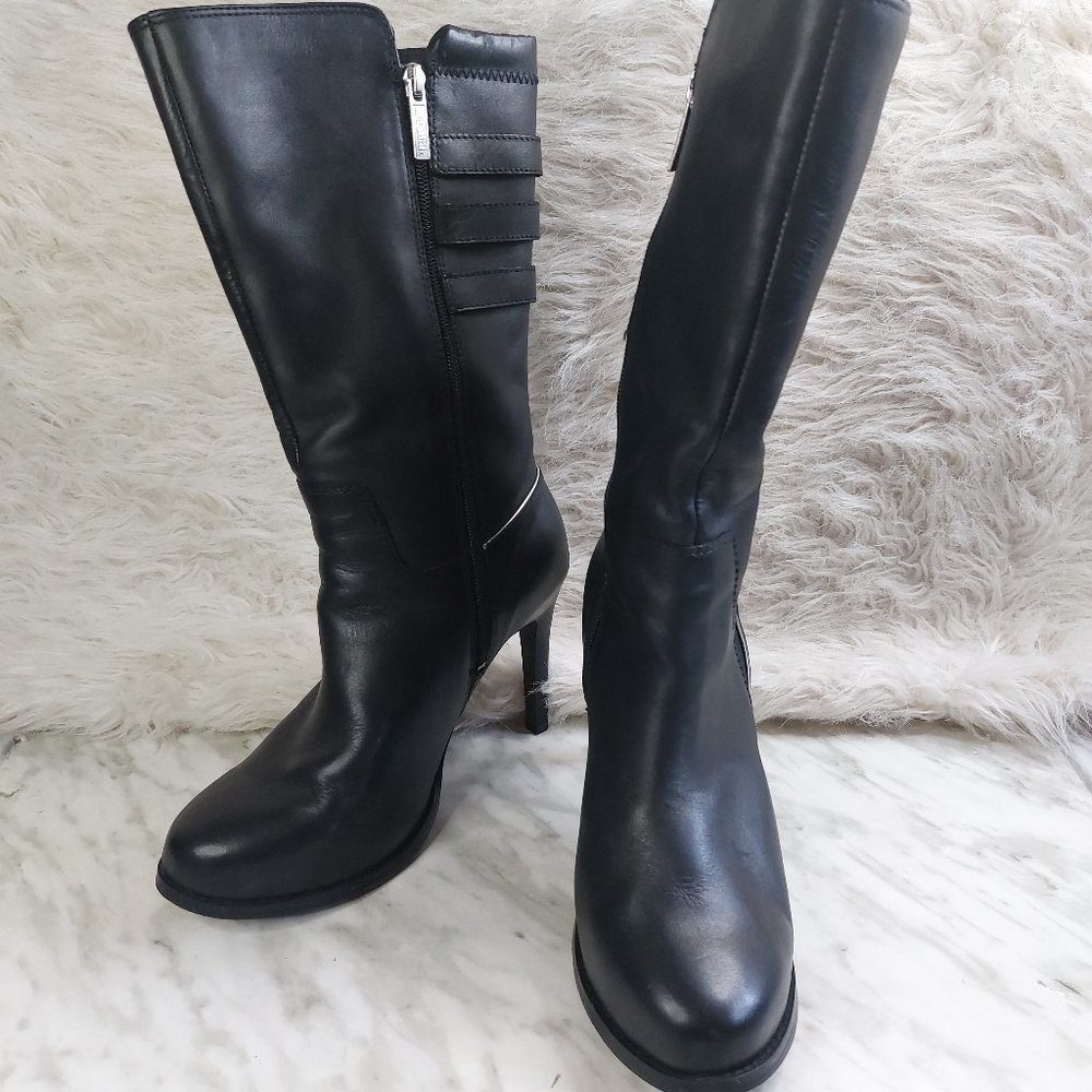 Harley Davidson Women's Black High Heel Leather Boot Size: 9 1/2M